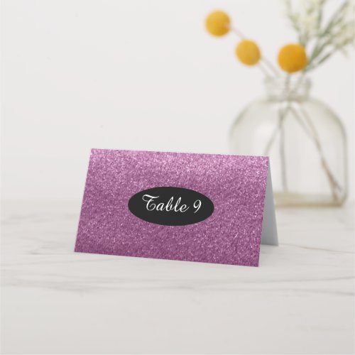 Purple Faux Glitter Table Seating Numbers Place Card