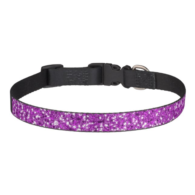 Purple Faux Glitter Texture Look-like Pet Collar (Front)