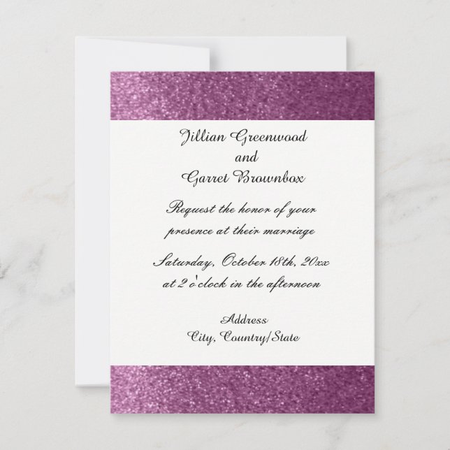 Purple Faux Glitter Wedding Invitation (Front)