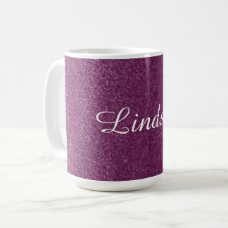 Purple Faux Glitter With Name Coffee Mug