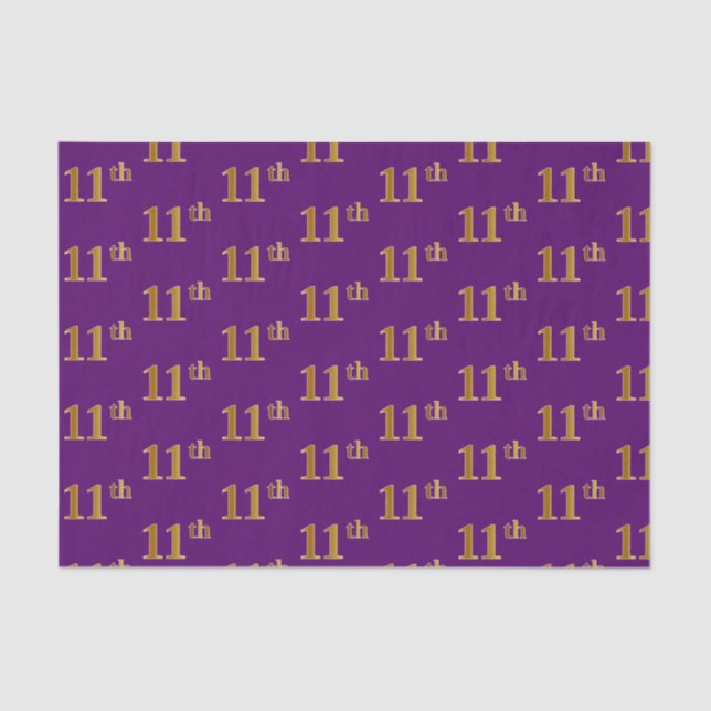 Purple, Faux Gold 11th (Eleventh) Event Tissue Paper (Front)