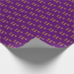 [ Thumbnail: Purple, Faux Gold 11th (Eleventh) Event Wrapping Paper ]