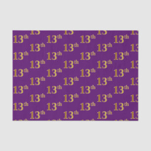 Purple, Faux Gold 13th (Thirteenth) Event Tissue Paper