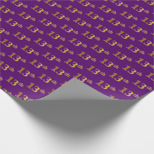 Purple, Faux Gold 13th (Thirteenth) Event Wrapping Paper