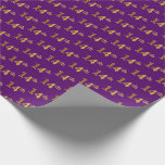 [ Thumbnail: Purple, Faux Gold 14th (Fourteenth) Event Wrapping Paper ]