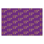 [ Thumbnail: Purple, Faux Gold 15th (Fifteenth) Event Tissue Paper ]