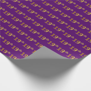 Purple, Faux Gold 19th (Nineteenth) Event Wrapping Paper