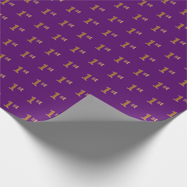 Purple, Faux Gold 1st (First) Event Wrapping Paper (Corner)