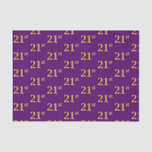 Purple, Faux Gold 21st (Twenty-First) Event Tissue Paper (Front)