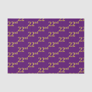 Purple, Faux Gold 22nd (Twenty-Second) Event Tissue Paper