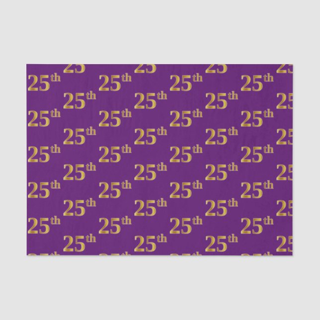 Purple, Faux Gold 25th (Twenty-Fifth) Event Tissue Paper (Front)
