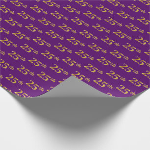 Purple, Faux Gold 25th (Twenty-Fifth) Event Wrapping Paper
