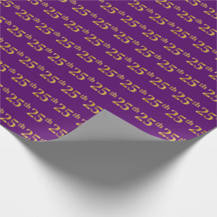 Purple, Faux Gold 25th (Twenty-Fifth) Event Wrapping Paper