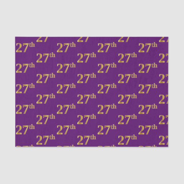 Purple, Faux Gold 27th (Twenty-Seventh) Event Tissue Paper (Front)
