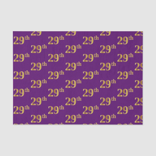 Purple, Faux Gold 29th (Twenty-Ninth) Event Tissue Paper (Front)