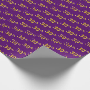 Purple, Faux Gold 30th (Thirtieth) Event Wrapping Paper