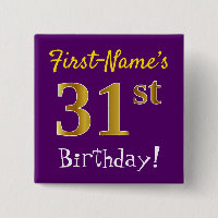 Purple, Faux Gold 31st Birthday, With Custom Name