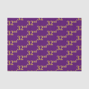 Purple, Faux Gold 32nd (Thirty-Second) Event Tissue Paper