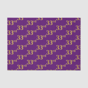 Purple, Faux Gold 33rd (Thirty-Third) Event Tissue Paper