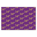 [ Thumbnail: Purple, Faux Gold 34th (Thirty-Fourth) Event Tissue Paper ]