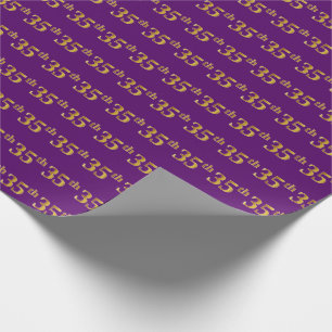 Purple, Faux Gold 35th (Thirty-Fifth) Event Wrapping Paper