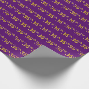 Purple, Faux Gold 36th (Thirty-Sixth) Event Wrapping Paper