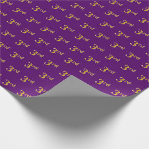Purple, Faux Gold 3rd (Third) Event Wrapping Paper