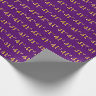Purple, Faux Gold 41st (Forty-First) Event Wrapping Paper