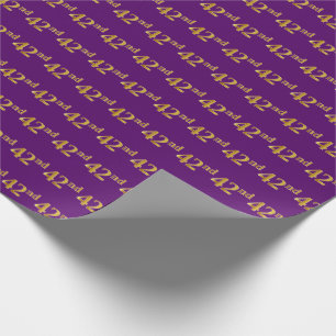 Purple, Faux Gold 42nd (Forty-Second) Event Wrapping Paper
