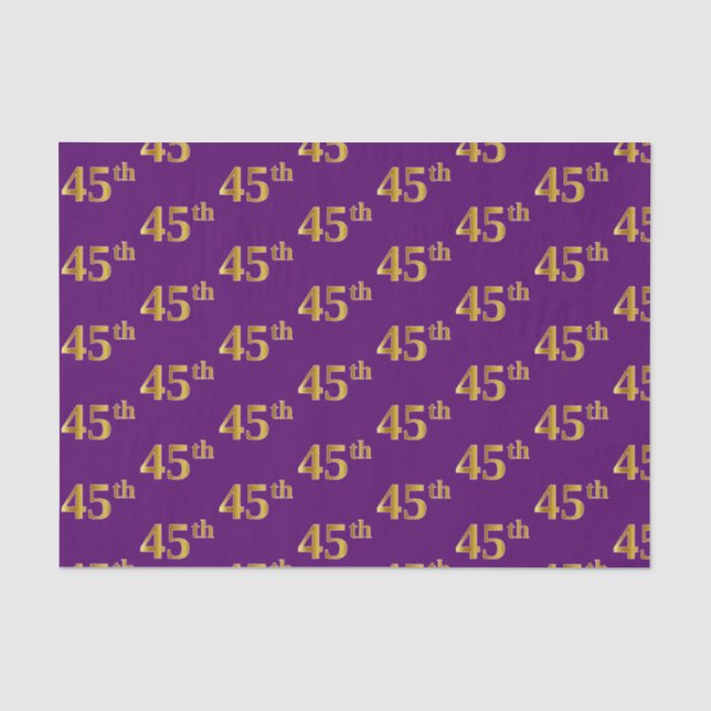 Purple, Faux Gold 45th (Forty-Fifth) Event Tissue Paper (Front)