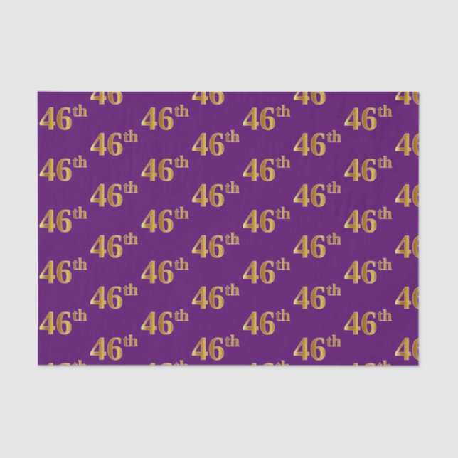 Purple, Faux Gold 46th (Forty-Sixth) Event Tissue Paper (Front)