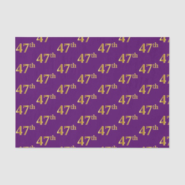 Purple, Faux Gold 47th (Forty-Seventh) Event Tissue Paper (Front)