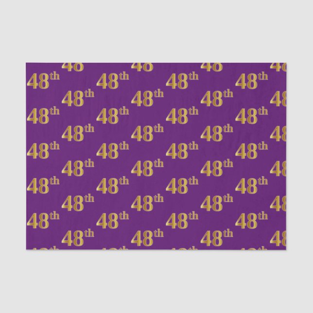 Purple, Faux Gold 48th (Forty-Eighth) Event Tissue Paper (Front)