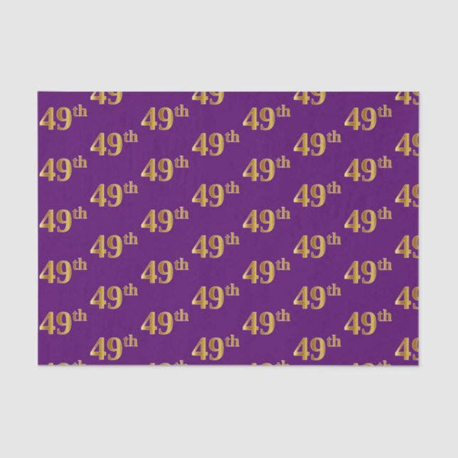 Purple, Faux Gold 49th (Forty-Ninth) Event Tissue Paper (Front)