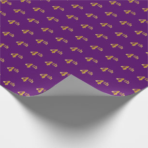 Purple, Faux Gold 4th (Fourth) Event Wrapping Paper