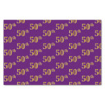 [ Thumbnail: Purple, Faux Gold 50th (Fiftieth) Event Tissue Paper ]