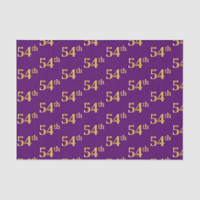 Purple, Faux Gold 54th (Fifty-Fourth) Event Tissue Paper (Front)