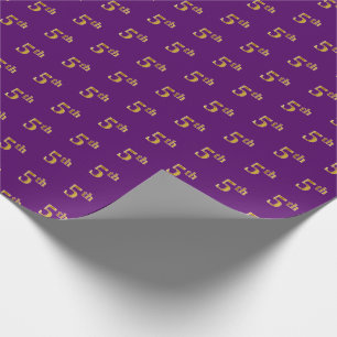 Purple, Faux Gold 5th (Fifth) Event Wrapping Paper