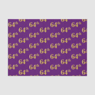 Purple, Faux Gold 64th (Sixty-Fourth) Event Tissue Paper