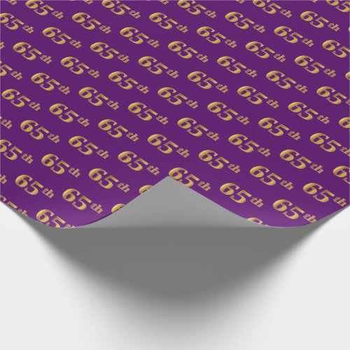 Purple Faux Gold 65th Sixty_Fifth Event Wrapping Paper