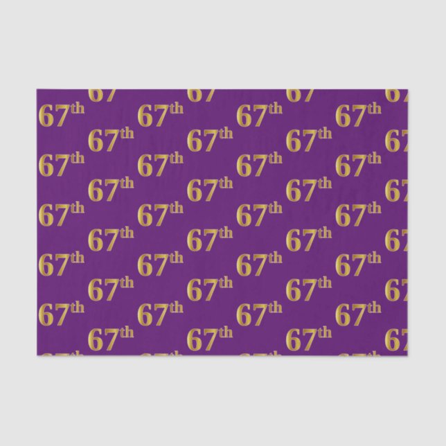Purple, Faux Gold 67th (Sixty-Seventh) Event Tissue Paper (Front)