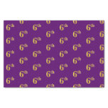 [ Thumbnail: Purple, Faux Gold 6th (Sixth) Event Tissue Paper ]