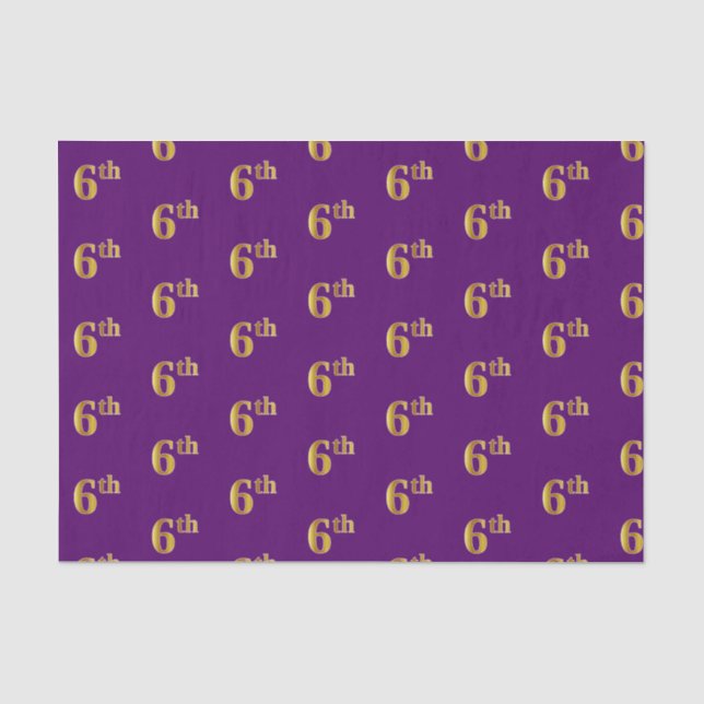 Purple, Faux Gold 6th (Sixth) Event Tissue Paper (Front)