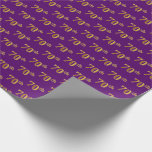 [ Thumbnail: Purple, Faux Gold 70th (Seventieth) Event Wrapping Paper ]