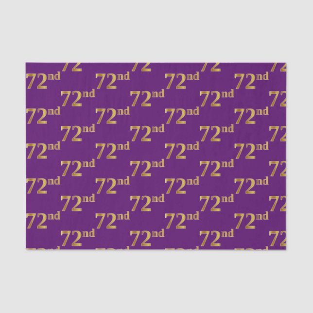 Purple, Faux Gold 72nd (Seventy-Second) Event Tissue Paper (Front)