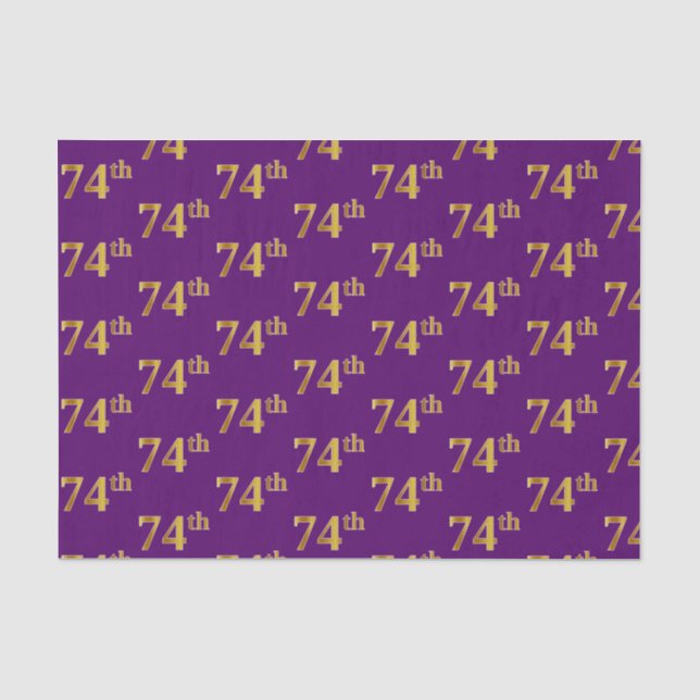 Purple, Faux Gold 74th (Seventy-Fourth) Event Tissue Paper (Front)