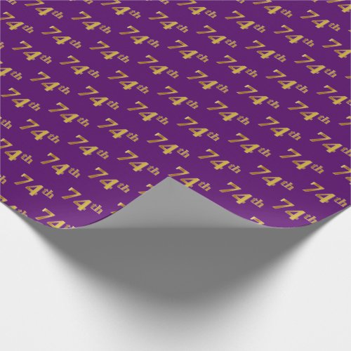 Purple Faux Gold 74th Seventy_Fourth Event Wrapping Paper