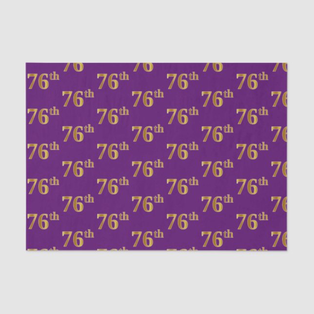 Purple, Faux Gold 76th (Seventy-Sixth) Event Tissue Paper (Front)