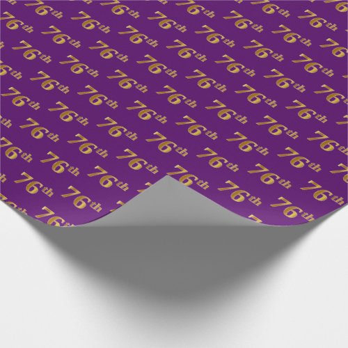 Purple Faux Gold 76th Seventy_Sixth Event Wrapping Paper