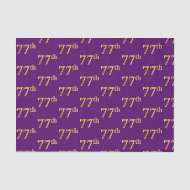 Purple, Faux Gold 77th (Seventy-Seventh) Event Tissue Paper (Front)